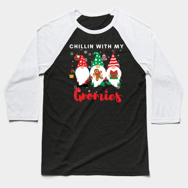 Chillin with my gnomies,Christmas funny gnomes, Merry Christmas Baseball T-Shirt by Lekrock Shop